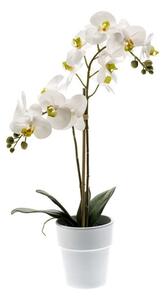 Umelá biela orchidea 65 cm v bielej váze – elegantná dekorácia - Biela - 51 - 70 cm