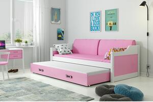 Detská posteľ alebo gauč s výsuvnou posteľou DAVID 200x90 cm Modrá Biela