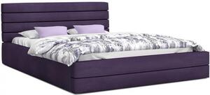 Luxusná manželská posteľ TOPAZ fialová 140x200 semiš s kovovým roštom