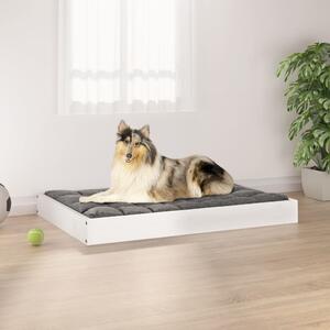 Psia posteľ biela 91,5x64x9 cm borovicový masív