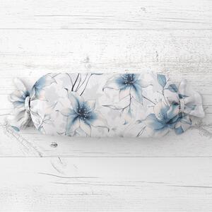 Biante Vankúš valec bonbon Sandra SA-737 Modro-sivé kvety vanilky na bielom 15x40 cm