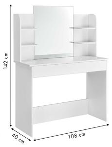 MODERNHOME Toaletný stolík so zrkadlom Poly biely