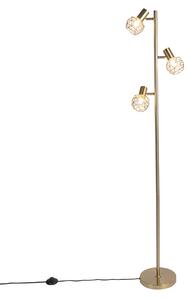 Dizajnová stojaca lampa zlatá 3-svetlá nastaviteľná - Mesh