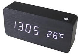 Digitálny LED budík s dátumom a teplomerom GoT6035 White Led, BLACK, 15cm