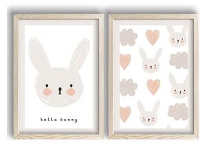 Detské obrázky v súprave 2 ks 38x53 cm Hello Bunny – Wallity