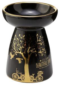 Eden Keramická aromalampa Zlatý strom - čierna