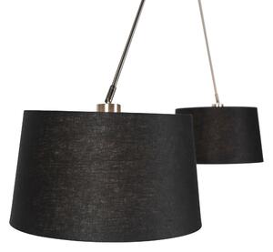 Závesná lampa s ľanovými odtieňmi čierna 35 cm - oceľ Blitz II