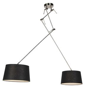 Závesná lampa s ľanovými odtieňmi čierna 35 cm - oceľ Blitz II