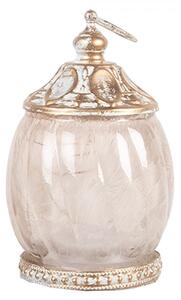 Béžová sklenená svietiaca LED lampáš Balli - Ø 7*11 cm - Clayre & Eef
