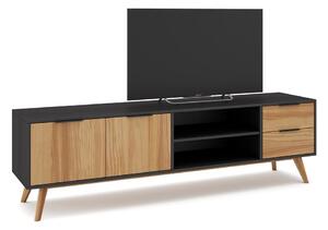 Čierny/prírodný TV stolík z borovicového dreva 180x53 cm Lavis – Marckeric