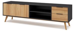 Čierny/prírodný TV stolík z borovicového dreva 180x53 cm Lavis – Marckeric