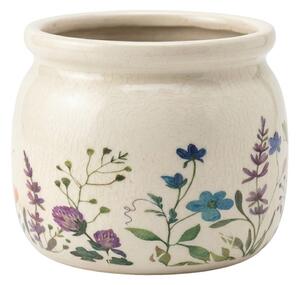 Keramický obal na kvetináč s lúčnymi kvetmi Rustic Flora S - Ø 12*10 cm - Clayre & Eef