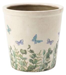 Dekoratívny obal na kvetináč Butterflies Home L - Ø 17*16 cm - Clayre & Eef