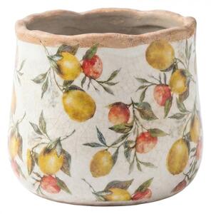 Keramický obal na kvetináč s citrónmi Lemon Grove S - Ø 11*10 cm - Clayre & Eef