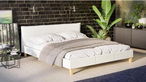 Krémová čalúnená dvojlôžková posteľ s roštom 180x200 cm Tina - Ropez
