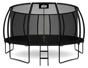 Aga Trampolína 500 cm Čierna + ochranná sieť + schodíky