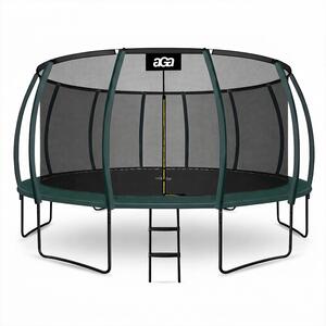 Aga Trampolína 500 cm Tmavo zelená + ochranná sieť + schodíky
