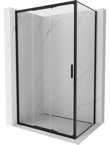 Mexen Exo, posuvná sprchová kabína, dvere 80 cm + bočná stena 75 cm, transparentné sklo, čierna, 8153-080-075-70-00