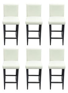 Barové stoličky 6 ks, biele, umelá koža