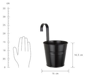 ZINC Kvetináč na zavesenie 16 cm - čierna