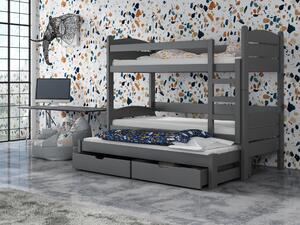 Detská poschodová posteľ 90 cm Celsa (grafit). Vlastná spoľahlivá doprava až k Vám domov. 615030