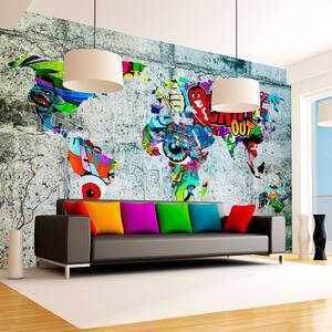 Samolepiaca tapeta graffiti mapa sveta - Map