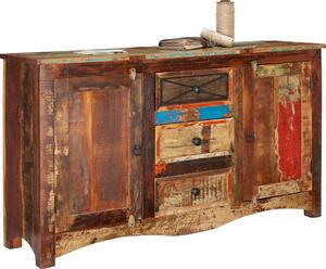 KOMODA, recyklované drevo, viacfarebná, 150/85/40 cm Landscape - Komody