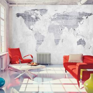 Samolepiaca tapeta šedá mapa sveta - Concrete Map