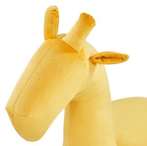 Taburetka v tvare žirafy žltá zamatová s drevenými nohami taburet pre deti