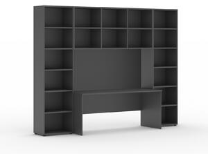 Zostavy knižníc INTEGRO so stolom, vyššie, 2950 x 700/400 x 2300 mm, grafit