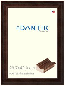 DANTIK rám na obraz 29,7x42 | KOSTELNÍ malá hnědá (Plexi Čiré)