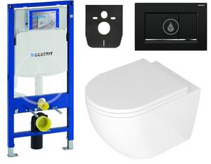 AKCE/SET/LIVERO Geberit - Modul pre závesné WC s tlačidlom Sigma30, čierna/chróm + REA - Závesná WC misa Carlo Mini Basic