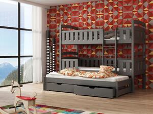 Detská posteľ 80 x 180 cm LEON (s roštom a úl. priestorom) (grafit). Vlastná spoľahlivá doprava až k Vám domov. 1013202