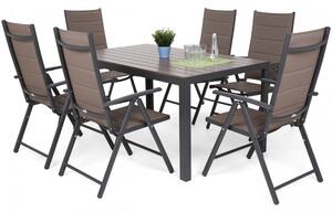 Home Garden Záhradný set Ibiza so 6 stoličkami a stolom 150 cm, sivá/taupe