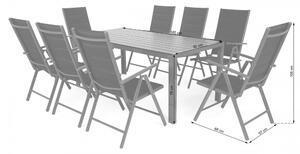 Home Garden Záhradný nábytok Ibiza s 8 stoličkami a stolom 185 cm, sivý