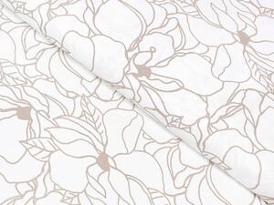 Biante Bavlnené posteľné obliečky Sandra SA-268 Béžové designové kvety na bielom Predĺžené 140x220 a 70x90 cm