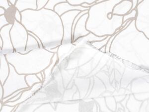 Bavlnená látka/plátno Sandra SA-268 Béžové designové kvety na bielom - šírka 145 cm