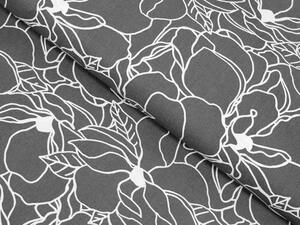 Biante Bavlnené posteľné obliečky Sandra SA-269 Biele designové kvety na sivom Jednolôžko 140x200 a 70x90 cm