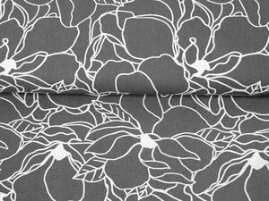 Bavlnená látka/plátno Sandra SA-269 Biele designové kvety na sivom - šírka 145 cm