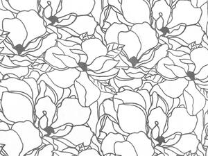 Bavlnená látka/plátno Sandra SA-271 Sivé designové kvety na bielom - šírka 145 cm