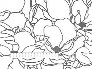 Bavlnená látka/plátno Sandra SA-271 Sivé designové kvety na bielom - šírka 145 cm