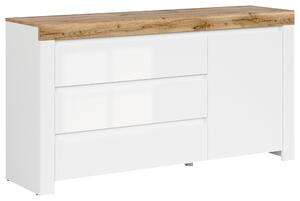KOMODA, biela, dub wotan, 156/83,5/42 cm Carryhome - Komody