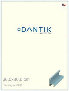 DANTIK rám na obraz 60x80 | ALU Dýha barevná modrá pastel (Plexi Čiré)