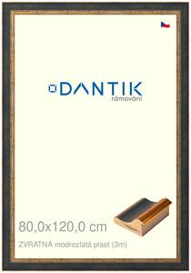 DANTIK rám na obraz 80x120 | ZVRATNÁ modrozlatá plast (Plexi Čiré)