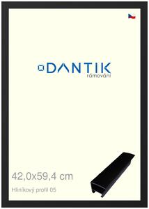 DANTIK rám na obraz 42x59,4 | ALU Černá matná (Plexi Čiré)