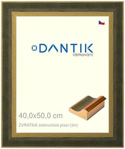 DANTIK rám na obraz 40x50 | ZVRATNÁ zelenozlatá plast (Sklo Čiré)