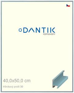 DANTIK rám na obraz 40x50 | ALU Dýha barevná modrá pastel (Sklo Čiré)