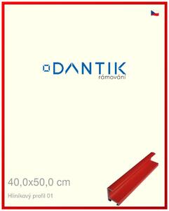 DANTIK rám na obraz 40x50 | ALU Červená Ferrari lesklá (Sklo Čiré)