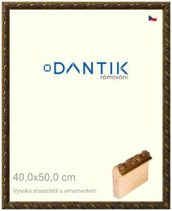 DANTIK rám na obraz 40x50 | Vysoká starozlatá s ornamentem (Sklo Čiré)
