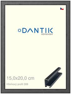 DANTIK rám na obraz 15x20 | ALU Šedá Oplal broušená (Sklo Čiré)